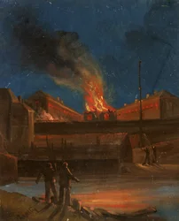 Bristol Riots: The Gaol Burning, cca 1831 (olej na papíře)
