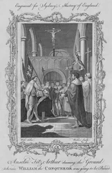 Anselm Fitz Arthur si nárokuje pozemek, kde měl být pohřben Vilém Dobyvatel, 1773.