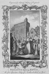 Paulinus křtil Edwina, prvního křesťanského krále Northumberlandu, v Yorku, 1773.