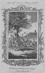 Vévoda ze Somersetu zabíjející lorda Wenlocka, 1773.