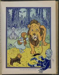 "Měl by ses stydět sám za sebe", ilustrace z knihy "The wonderful Wizard of Oz" od Lymana Franka Bauma