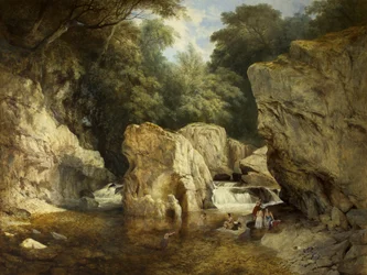 Scéna v severním Walesu, kolem roku 1846 (olej na plátně)