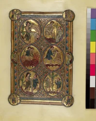 Ms 330,2 Adam a Eva, Kain a Ábel, kolem 1240 (vellum)