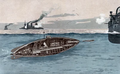 Ponorka, cca 1905 (akvarel)