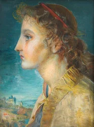 Oriana (akvarel a tělová barva na kartě)