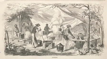 Náčrtky táborových setkání: Vaření, 1858.