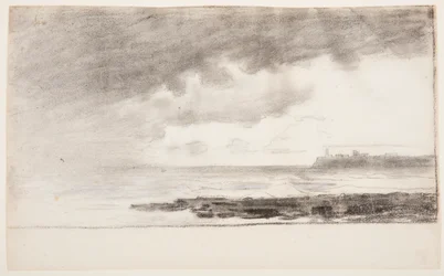 Kresba, záliv v Cullercoats, Anglie, 1881