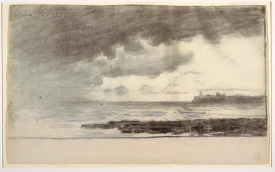 Kresba, záliv v Cullercoats, Anglie, 1881