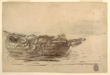 Kresba, Rybáři šplhající po stěnách, Cullercoats, Anglie, 1881-82