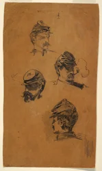 Kresba, Čtyři studie vojáků, asi 1863