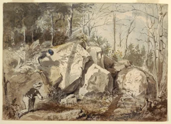 Kresba, Kladení pasti na veverky, asi 1855