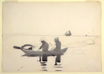 Kresba, Dvě postavy ve veslici, 1880