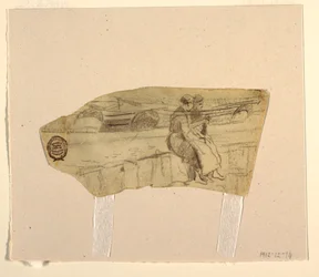 Kresba, Dvě ženy sedící na zdi, Cullercoats, Anglie, 1881-82