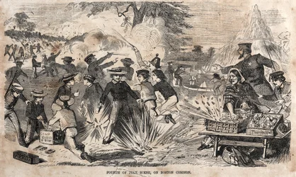 Scéna čtvrtého července, na Boston Common, 1859.