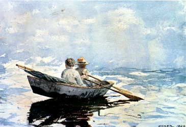 Veslování, 1880 (wc na papíře na palubě)