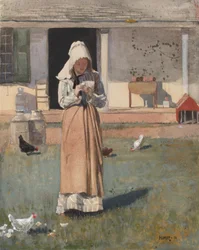 The Sick Chicken, 1874 (wc, kvaš a grafit na tkaném papíře)