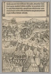 Kapitulace francouzského města, deska 12 z Historických scén ze života císaře Maxmiliána I. z Vítězného oblouku
