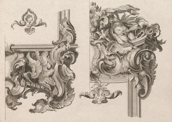 Návrh na výzdobu pravého dolního a pravého horního rohu oltářního rámu..., vytištěno ca. 1750-56.