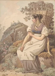 Mladá žena ve Vaudois po sklizni hroznů, 1821.