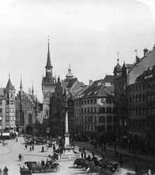 Marienplatz, Mnichov, Německo, c1900