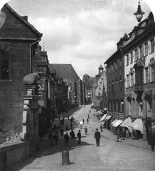 Fleischbrucke Meat Bridge, Norimberk, Německo, 1900.