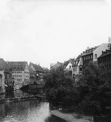Fleischbrucke Meat Bridge, Norimberk, Německo, 1900.
