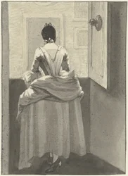 Žena stojící přede dveřmi