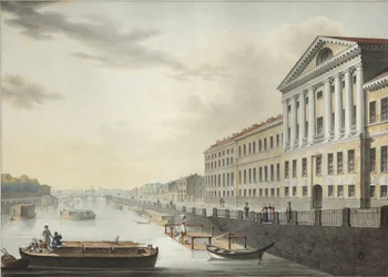 Pohled na řeku Fontanka z Izmailovského mostu, 1820-1823