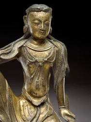 Bódhisattva Avalokitéšvara, dynastie Yuan (zlacený bronz) (detail z 119005)