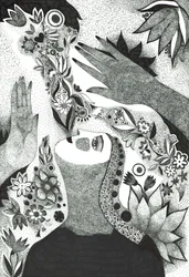 Soul Flowers, 2019 (kresba tuší na papíře)