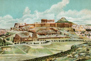 Atény, cca 1920 (litografie)