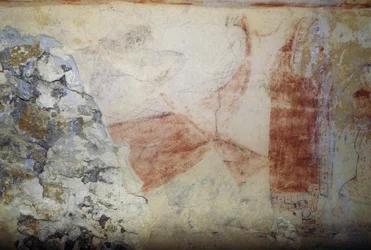 Charonova loď, freska, Hrobka modrých démonů, nekropole Tarquinie (Seznam světového dědictví UNESCO, 2004), Lazio, Itálie Etruská civilizace, 5. století př.n.l.