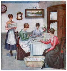 Vyšívání doma, cca 1910-1920