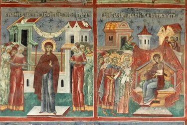 Klášter (manastirea Sucevita). Kostel. Vnější. Jižní stěna. Nástěnná malba.