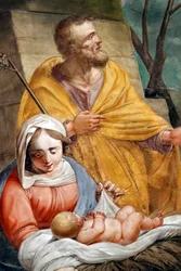 Betlém. Svatá rodina. bazilika Santa Maria delle Vigne. Janov. Itálie.