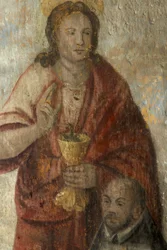 Farní kostel (farní kostel Panny Marie). Interiér. Sbor. Malba na zdi.