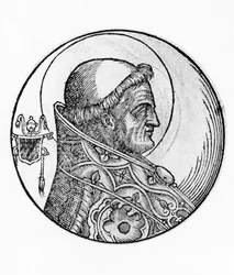Portrét svatého Celestina I. (zemřel 432), 43. papež katolické církve z roku 422, rytina
