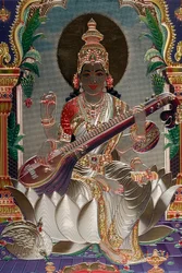 Sarasvatí: hinduistická bohyně vědění, hudby, umění, řeči, moudrosti a učení.