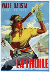 Lyžování v La Thuile, cca 1950