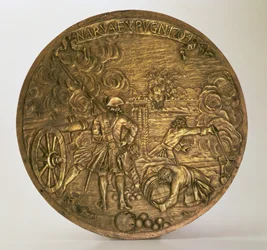 The Capture of Narva, basreliéf navržený Bartolomeem Carlo Rastrelli (1675-1744), kolem 1720 (bronz)