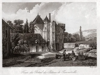 Hrad Tancarville. cca 1840 (rytina)