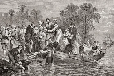 Tobacco Wives nebo Tobacco Brides přijíždějí do Jamestownu ve Virginii v USA