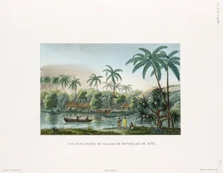 Pohled na vesnici v Matavai, ostrov Tahiti