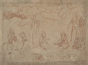 Ráma a Lakšmana Návštěva poustevny asketů, ca. 1775-80.
