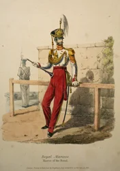 Velitel kapely královské námořní pěchoty, cca 1830 (ručně kolorovaná litografie)