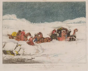 Birminghamská pošta poblíž Aylesbury, vyrytá Robertem Havellem, 1837