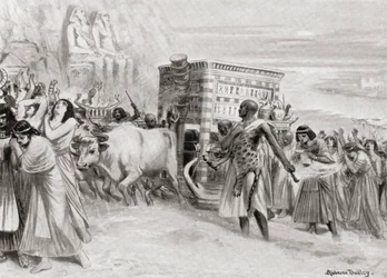 Pohřební průvod za dynastie XIA, starověký Egypt, z Hutchinsonovy Dějiny národů, pub. 1915