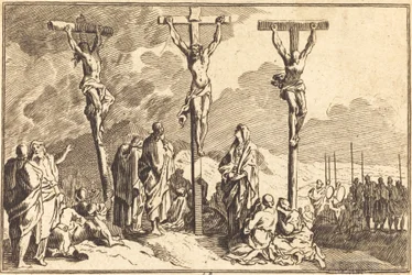 Panna, svatý Jan a Marie Magdalena u paty kříže