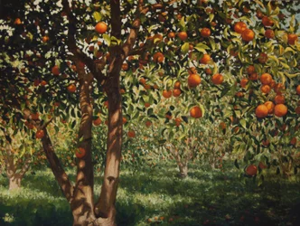 Ticho pod pomeranči II, 2012, olej na plátně