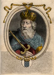 Karel Veliký (Charles I dit le Grand, Carolus Magnus, 742-814), král Franků - Karel Veliký (Carolus Magnus, Karel Veliký) (747-814) Král Franků a křesťanský císař Západu - rytina z 
